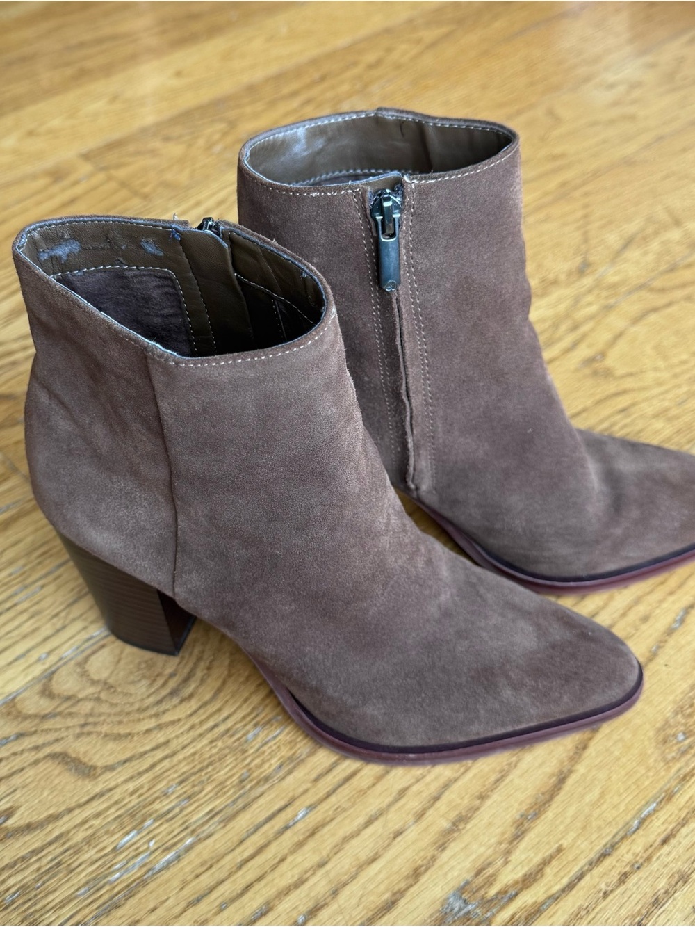 Sam Edelman Brown Suede Ankle Boots with Block heel,Neutral, Versatile,Chocolate